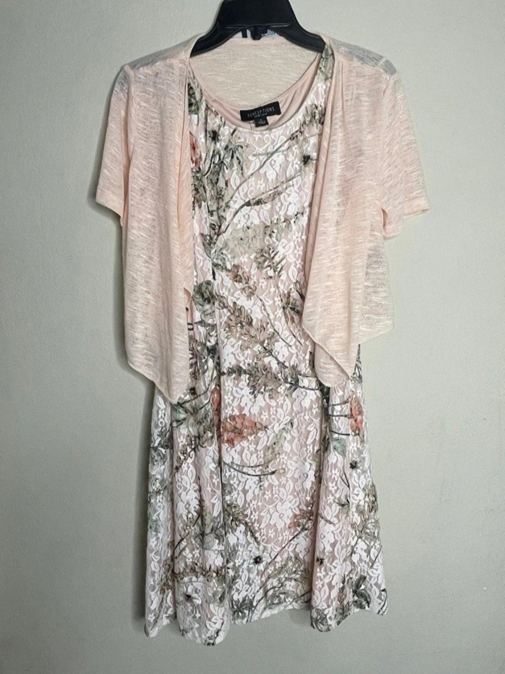 Perceptions Pink Botanical Floral Lace Dress Set Whimsigoth S